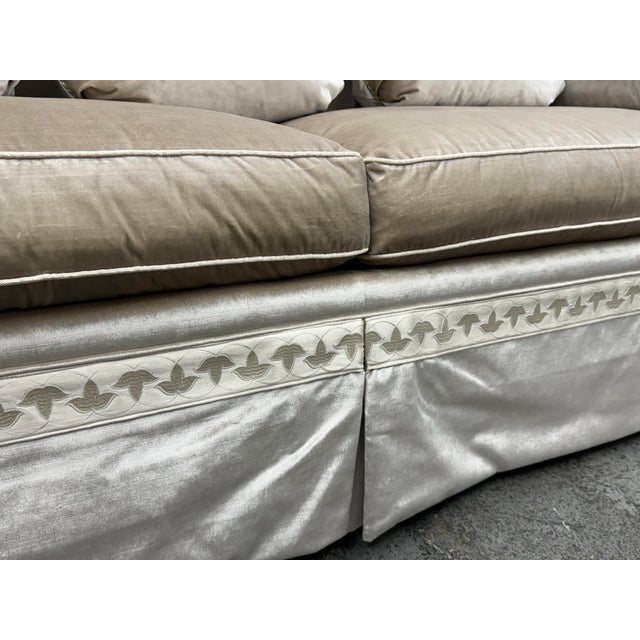 Silver Baker Furniture Silk Velvet Sofa For Sale - Image 8 of 10