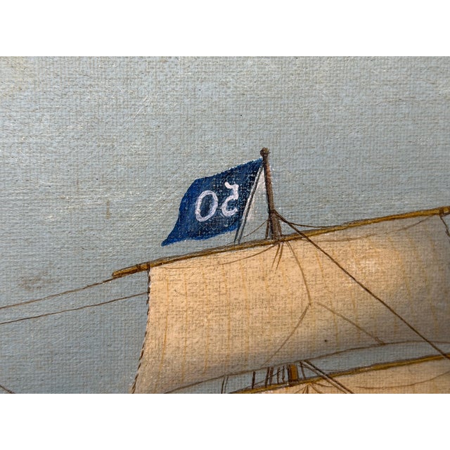 Vintage Maritime Oil Painting of “Britannia of Åland” – Scandinavian Ship Portrait, Baltic Barque, Signed Hartvik After Lind For Sale - Image 13 of 18