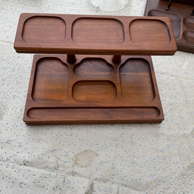 Wood Vintage Walnut Two Tiered Valet For Sale - Image 7 of 7