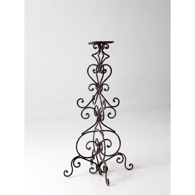 Black Vintage Scrollwork Iron Candle Stand For Sale - Image 8 of 17