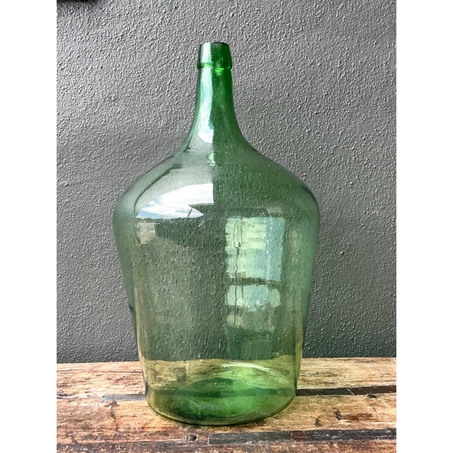 Vintage Green Glass Demijohn Bottle For Sale - Image 14 of 14
