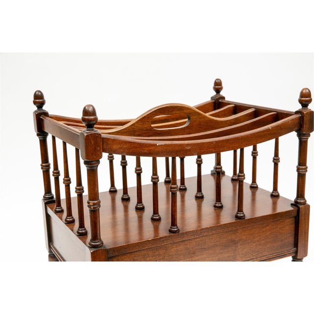 Traditional Vintage Mahogany Regency Style Single Drawer Canturbury Magazine Rack For Sale - Image 3 of 6