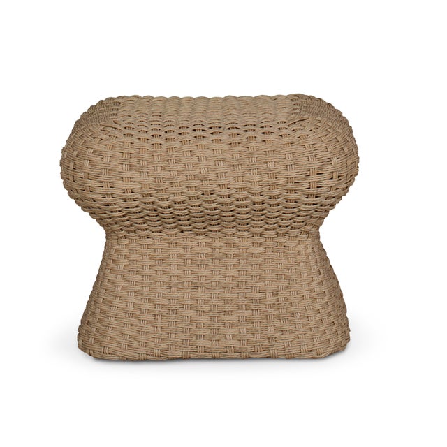 Our popular Warren ottoman is now woven in all-weather wicker. Shown in natural this style extends Warren's scope outdoors...