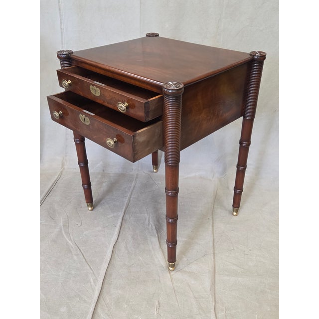 Antique Mahogany Federal Style Nightstands With Interior Slant Desk - A Pair For Sale - Image 11 of 18