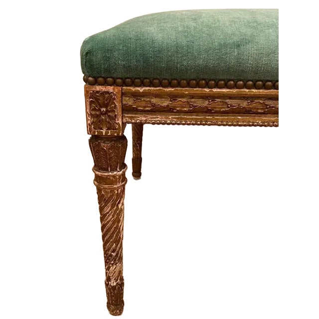 Teal Antique French Square Stool For Sale - Image 8 of 9