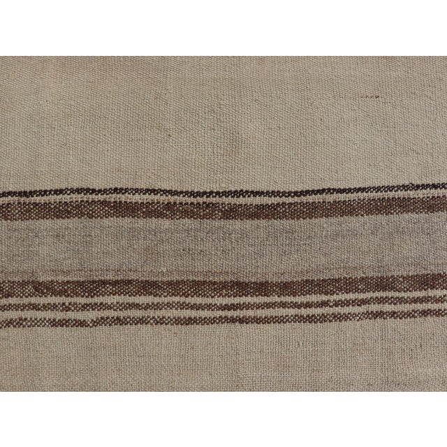 Vintage Turkish Kilim With Vertical Stripes in Tan, Taupe, Grey, Cream and Brown For Sale - Image 9 of 11