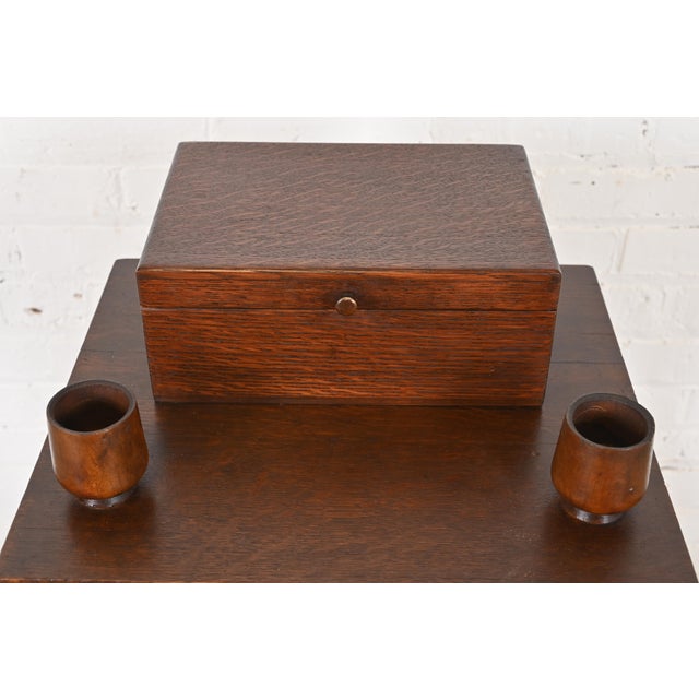 Wood Stickley Brothers Style Antique Mission Oak Arts & Crafts Smoker's Stand, Circa 1910 For Sale - Image 7 of 12
