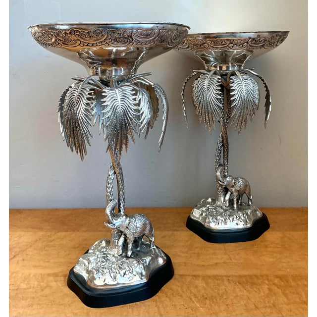 Vintage Engraves PalmTree Epergenes - A Pair For Sale - Image 11 of 12