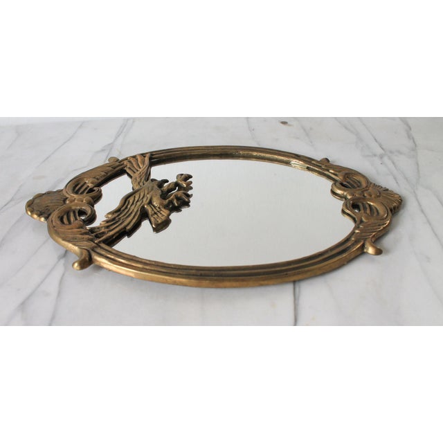 Mid 20th Century Vintage Oval Brass Federal-Style Wall Mirror W/ Eagle Motif For Sale - Image 5 of 9