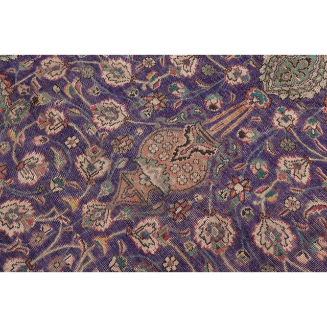 Textile Art Nouveau 1990's Vintage Blue/Rust Wool Rug - 10'3'' X 12'7'' For Sale - Image 7 of 10