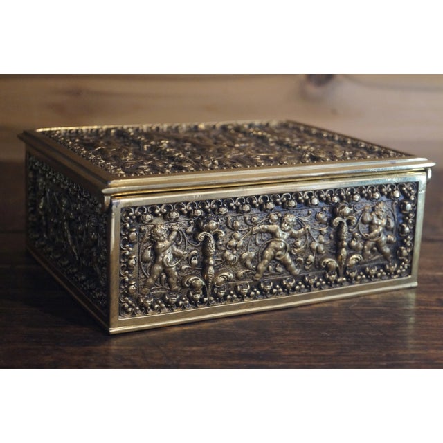 1900s German Erhard & Sohne Bronze Brass Cherub Jewelry Box For Sale - Image 10 of 12