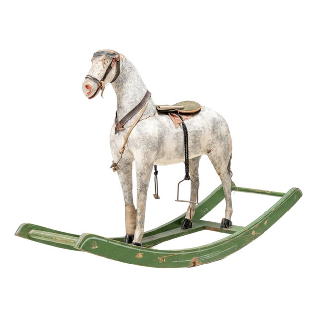 Vintage Wooden Rocking Horse, 1940s For Sale