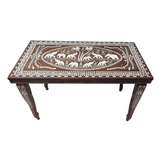 Indian Rosewood Elephant Inlaid Coffee Table with Figural Design For Sale