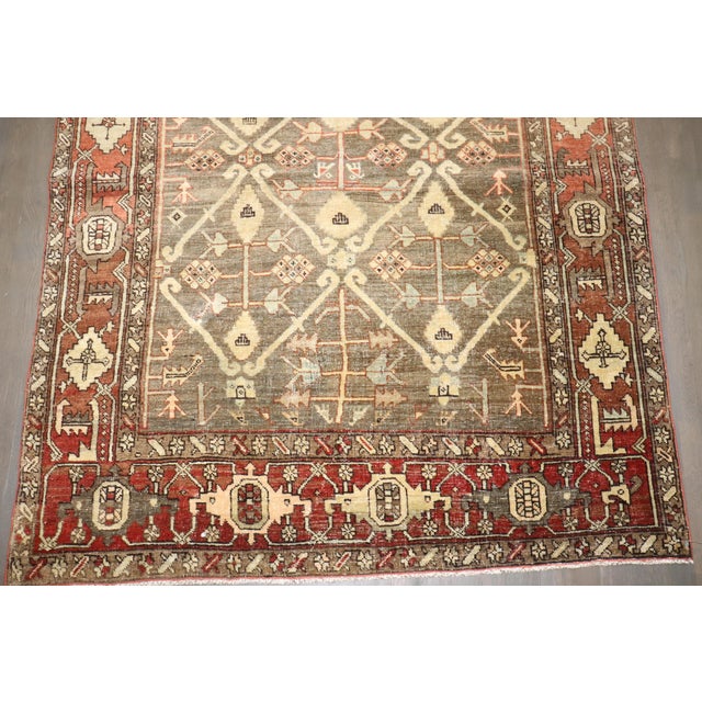 20th Century Antique Zabihi Collection Persian Heriz Rug - 4'4" x 5'7" For Sale - Image 9 of 11