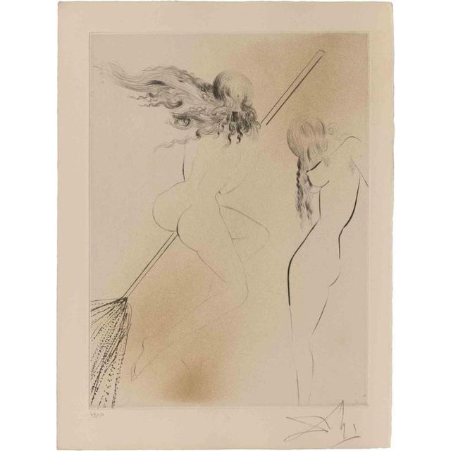 Salvador Dalí­, Witch with Broomstick Edition 49/150, 1960s, Etching For Sale - Image 3 of 3