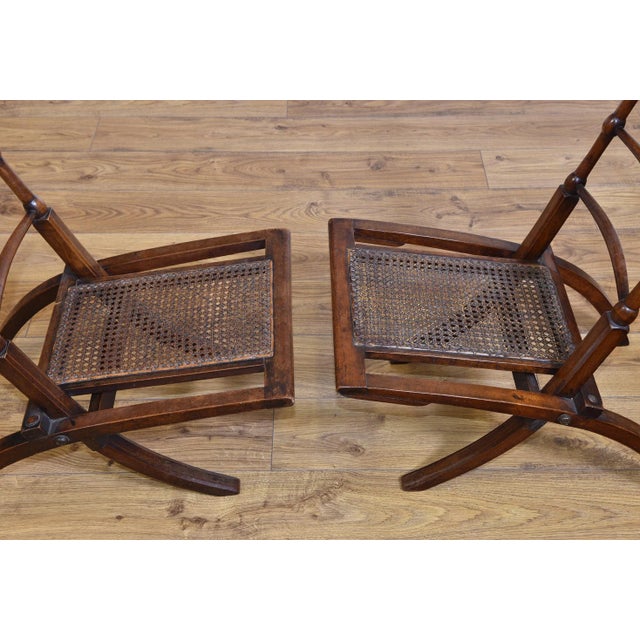 Set of Antique Walnut Folding Side Chairs, 1870s For Sale - Image 4 of 13