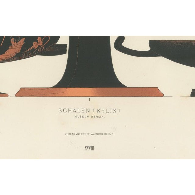 Albert Genick, Greek Kylix with Chariot & Warrior Procession, 1883, Lithograph For Sale - Image 3 of 10