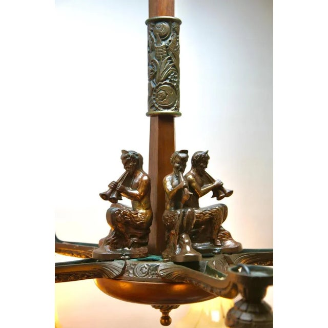 Large Art Deco Cast Bronze Chandelier For Sale - Image 16 of 17