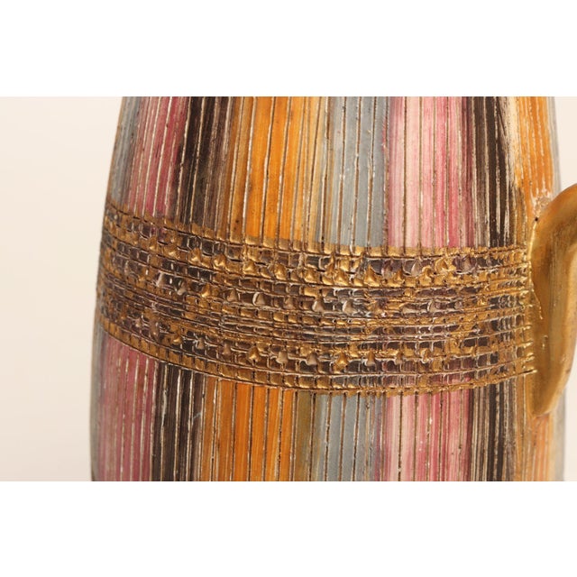 Vintage Italian Modernist Gilt Ceramic "Seta" Pitcher by Aldo Londi for Bitossi For Sale - Image 18 of 18