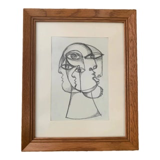 Contemporary Abstract Charcoal Drawing by Louie DeVito Framed For Sale