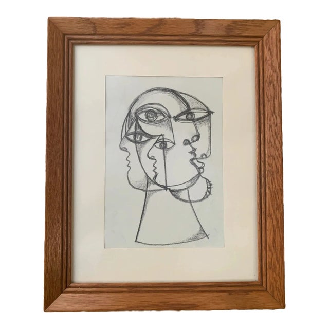 Contemporary Abstract Charcoal Drawing by Louie DeVito Framed For Sale
