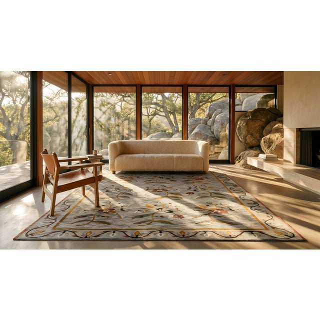 Shocking Grey Ground Color and Multicolor Floral Design Antique Besserabian Flat-Weave Rug For Sale - Image 12 of 14