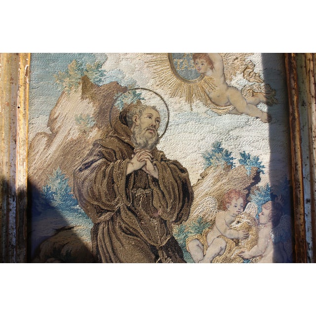 Spanish Artist, Composition, 18th Century, Embroidered & Painted Silk Panel For Sale - Image 3 of 18