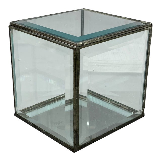 1980s Faceted Crystal Panel Showcase Cube For Sale