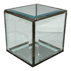 1980s Faceted Crystal Panel Showcase Cube