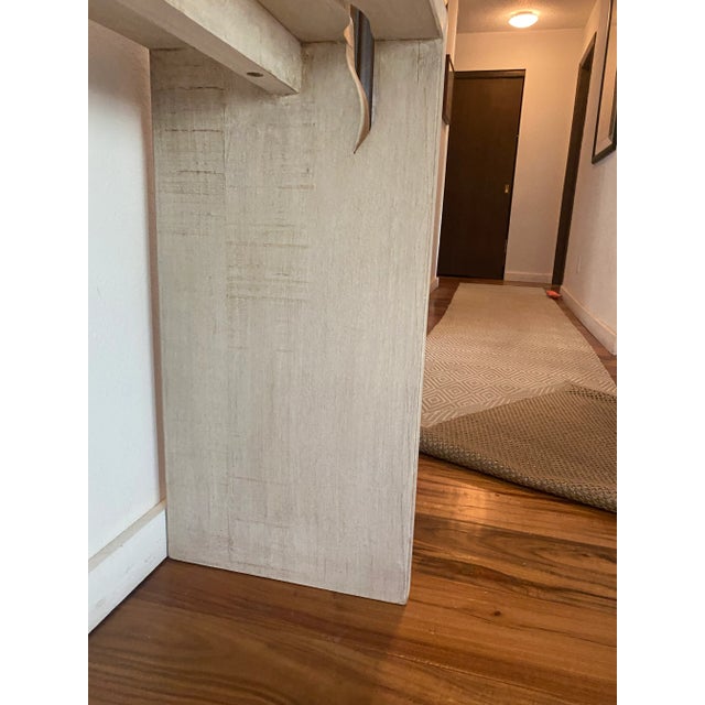 Off White Distress Painted Reclaimed Pine Wood Console Table by Dovetail For Sale - Image 12 of 13