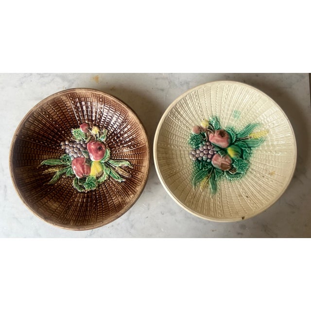 Antique Majolica Fruit / Wall Bowls- Set of 2 For Sale - Image 13 of 13