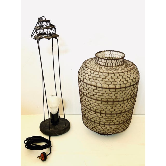 Antique Asian Wire Lantern For Sale - Image 4 of 7