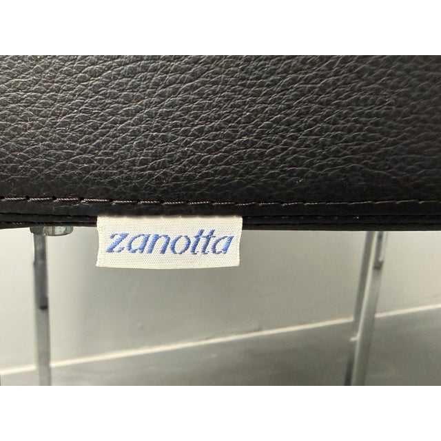 Animal Skin Cubica Armchairs in Black Leather by Tito Agnoli for Zanotta, Italy, 2010s, Set of 4 For Sale - Image 7 of 8