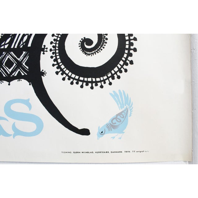 Illustration 1954 Danish Poster, Vanitas (Blue Version) by Bjorn Wiinblad For Sale - Image 3 of 5