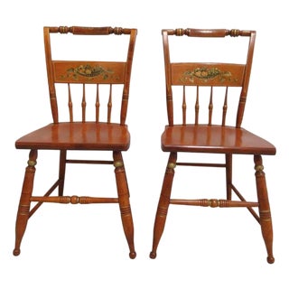 1970s Pair Bent Brothers Plank Bottom Dining Room Desk Side Chairs For Sale