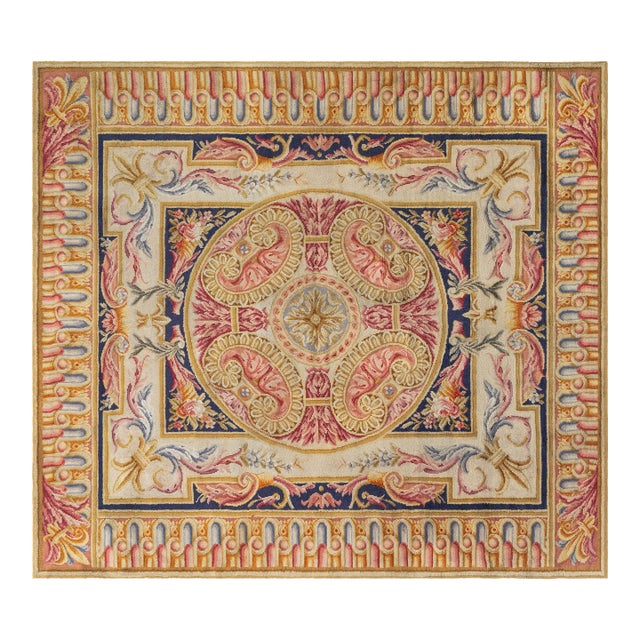 Antique French Savonnerie Wool Rug For Sale