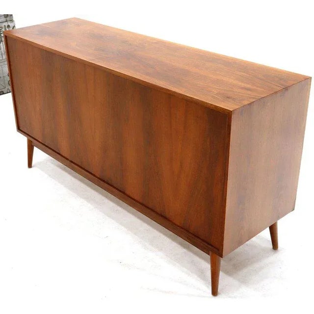 Eight Drawers Scandinavian Walnut Double Dresser on Tall Dowel Legs For Sale - Image 4 of 12