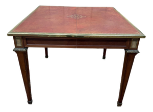 Louis XVI Table Gilt Leather Top with Small Tooling Gilt Bronze, 1960s