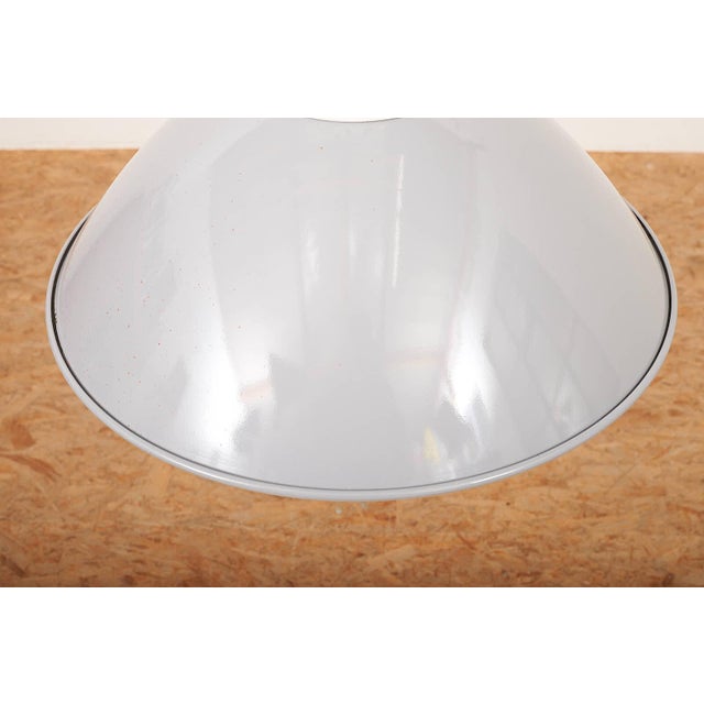 Metal Industrial Hanging Lamp with Enameled Metal Shade, 1940s For Sale - Image 7 of 12