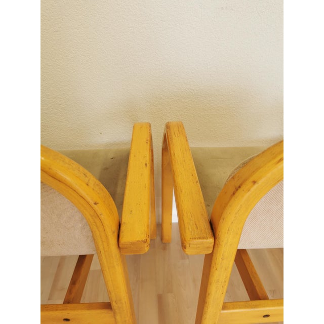 Vintage Space Age Beech and Grey Fabric Dining Chairs, 1970s, Set of 4 For Sale - Image 11 of 18
