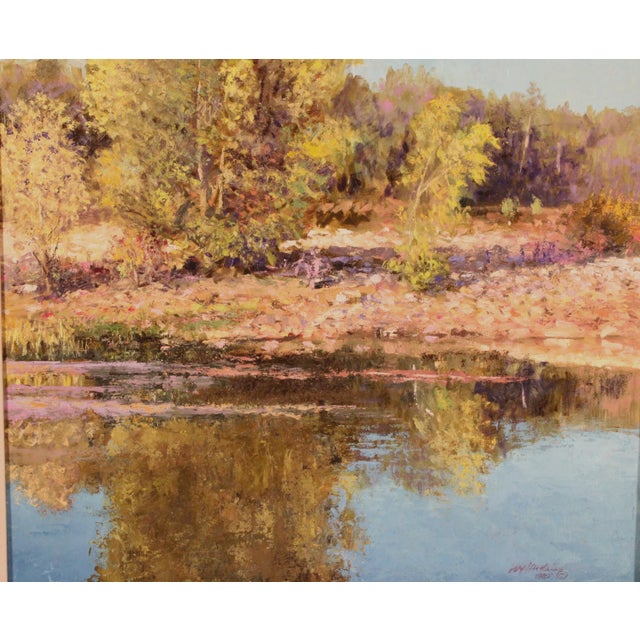 Landscape Painting by William Atkins (1926-1995) Titled " Reflections" For Sale - Image 4 of 12