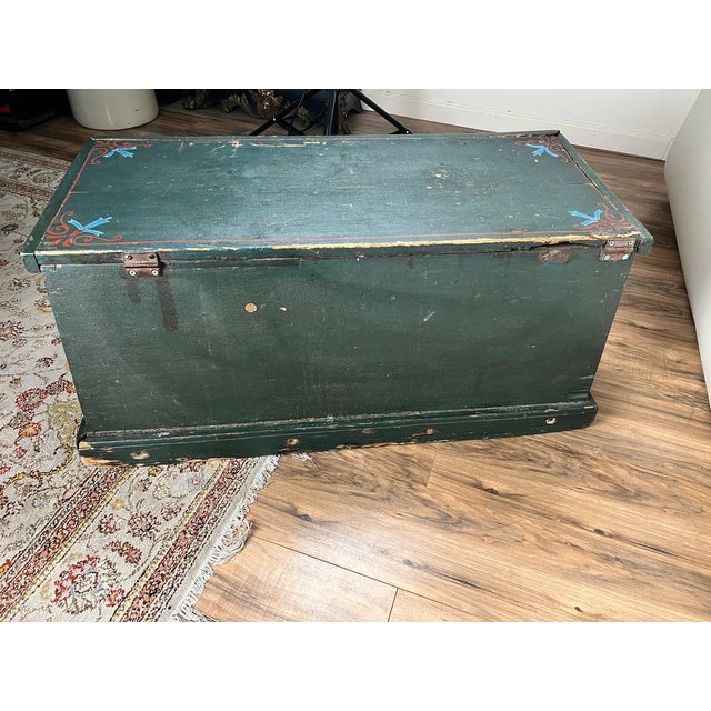 Antique Paint Decorated English Sea Chest C. Late 19th Century For Sale - Image 11 of 11