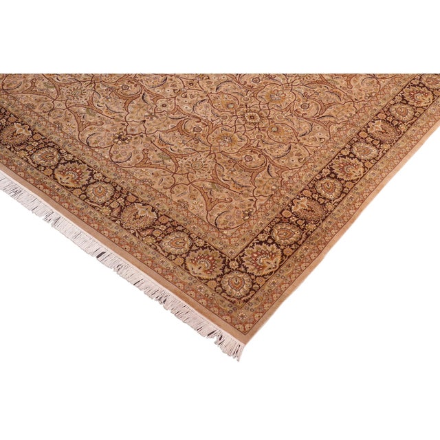 Art Nouveau Boho Chic Persian Pak-Persian Taupe/Brown Wool Rug - 7'11'' X 10'2'' For Sale - Image 3 of 9