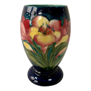 Moorcroft "Freesia" Cobalt Blue Pottery Vase 5" Rare Design