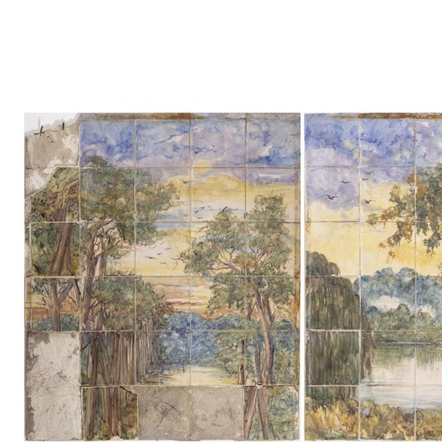Earthenware - Battistini tile panel (215 cm). Portuguese; early 20th century, from the Battistini Earthenware Factory;...