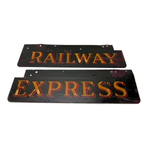 2 Pc, Antique Original Railway Express Agency Porcelain Signs
