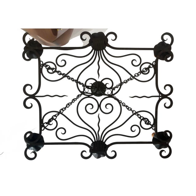 Antique French Wrought Iron Chandelier Circa 1920’s For Sale - Image 4 of 10