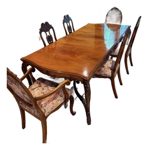 Vintage Solid Philippine Narra Wood Dining Room Table and 6 Chairs