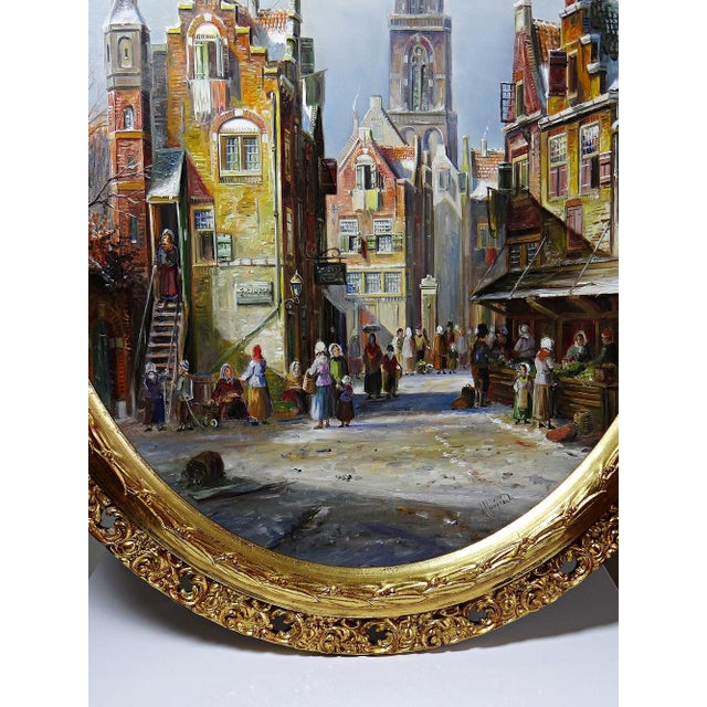 1970s John Haanstra, Large Urban Scene, Oil Painting on Wood, 1970s, Framed For Sale - Image 5 of 16