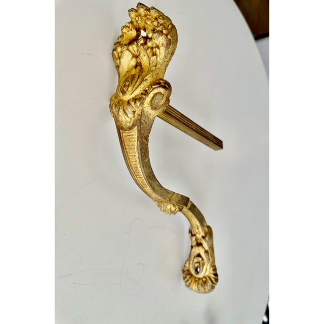 Metal Large Pair Antique French Gilt Bronze Curtain Tie Back Brackets For Sale - Image 7 of 16